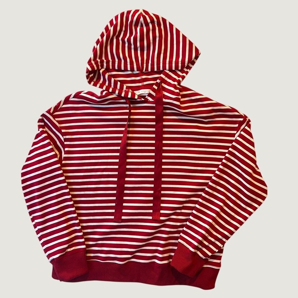 Kirundo Red White Striped Hoodie Pullover Sweatshirt Medium Long Sleeve
